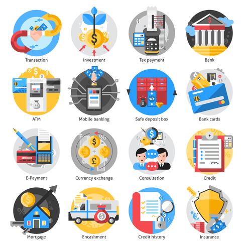 Bank-Icons gesetzt vektor