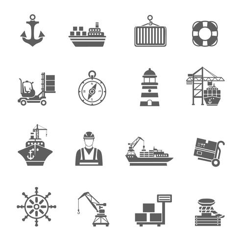 Seehafen-Icons vektor