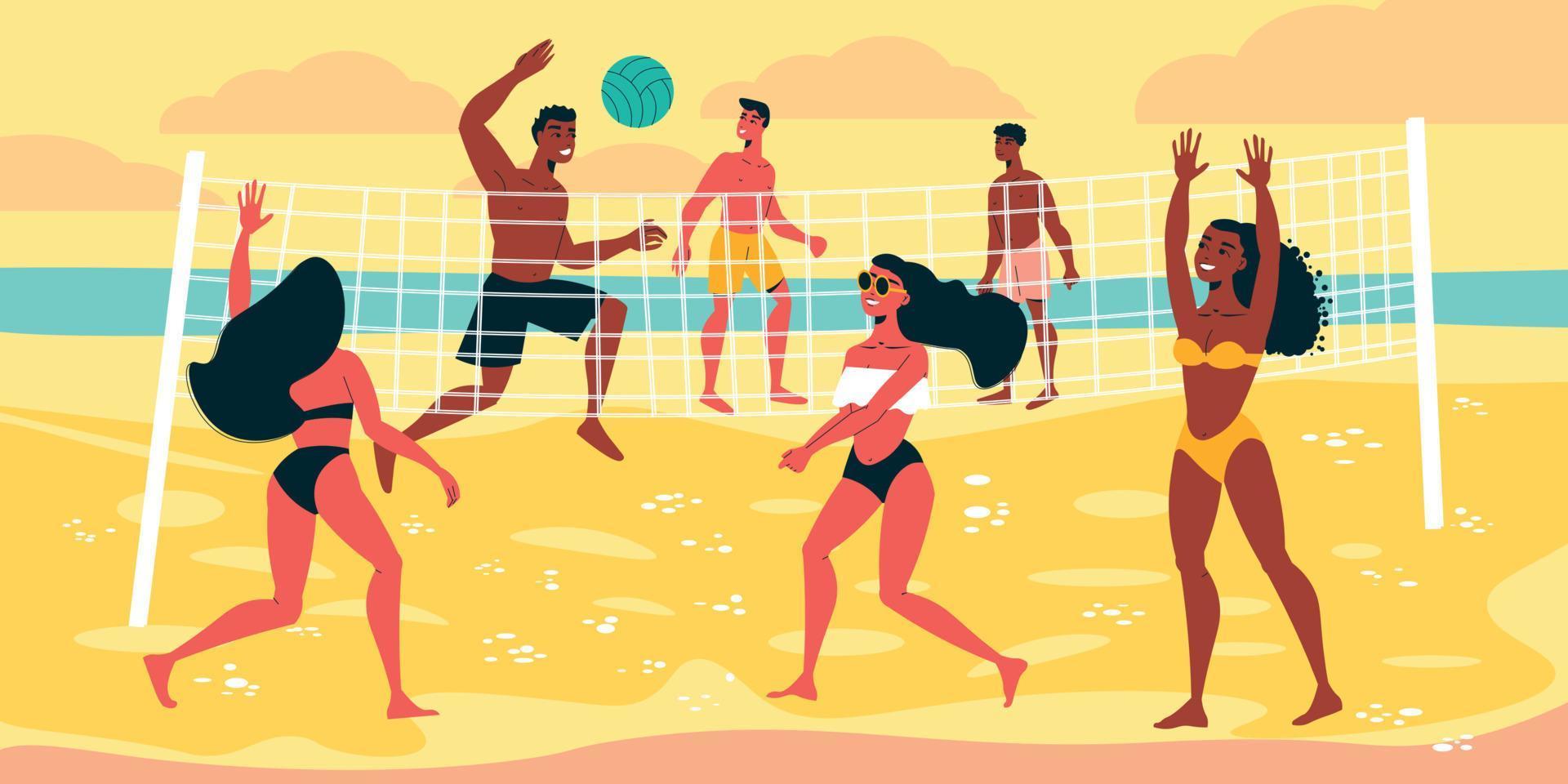 beachvolleyboll färg illustration vektor