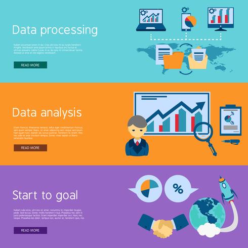 Flache Fahnen der Datenanalyse eingestellt vektor