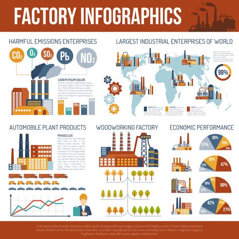 Industrielle Infografiken mit Weltkarte vektor