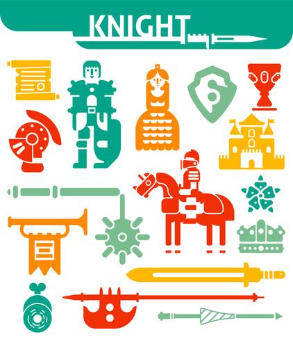 Set Monochrome Icons Knight vektor
