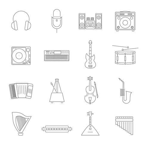 Översikt Melodi Icon Set vektor