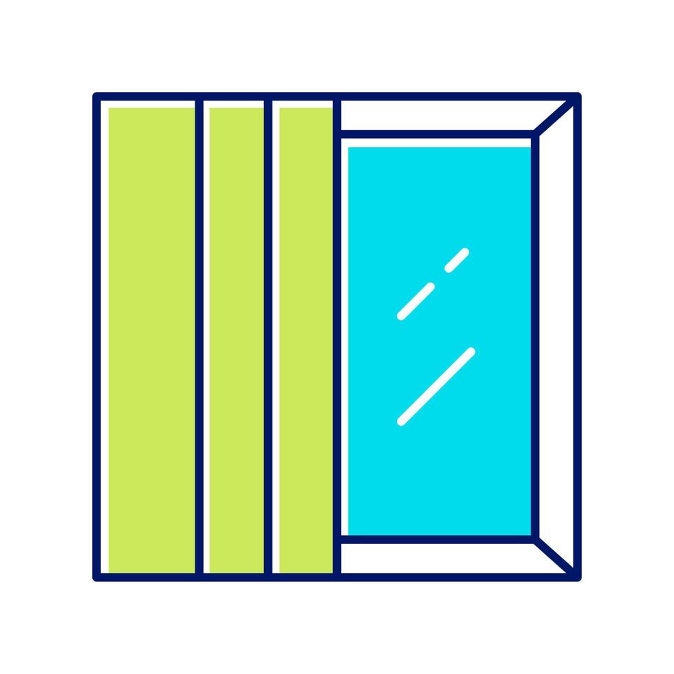 Farbsymbol für Panelspuren. vertikale Fensterabdeckungen. Stoffbahnen. Wohnzimmer, Schlafzimmer, Küchendekoration. Fensteransicht des Büros. Inneneinrichtung. isolierte Vektorillustration vektor