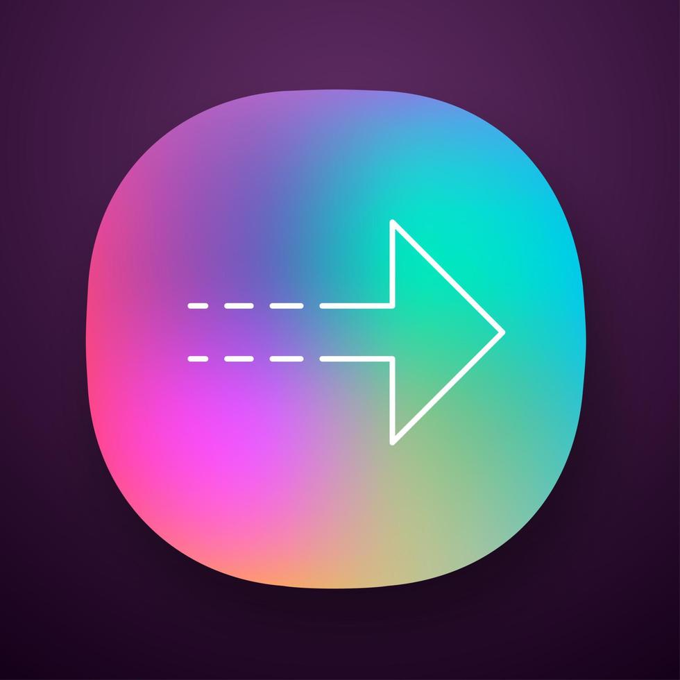 Pfeil mit gepunkteter Linie App-Symbol. Richtung rechts. Pfeilspitze nach rechts. Navigationszeiger. anzeigendes Symbol. ui ux-Benutzeroberfläche. Web- oder mobile Anwendung. isolierte Vektorgrafik vektor
