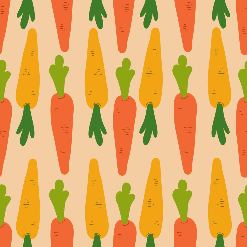 Karotte nahtlose Muster-Vektor-Illustration. Gemüse Ornament. gesunde Ernährung. vektor