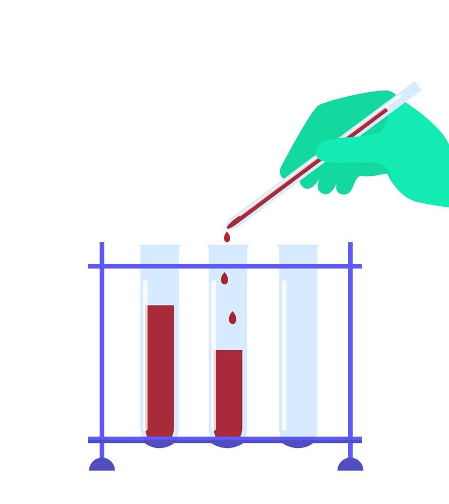 tar blodprov vektorillustration. provrör med biomaterial. vet din hiv-status. hjälper medvetenheten. vektor