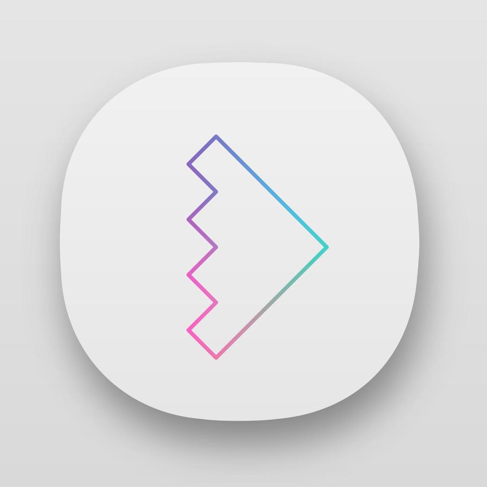 höger pilspets app-ikon. framåt triangulär pil. navigeringspekare. rörelseindikator. geometriska pekande tecken. ui ux användargränssnitt. webb- eller mobilapplikationer. vektor isolerade illustrationer