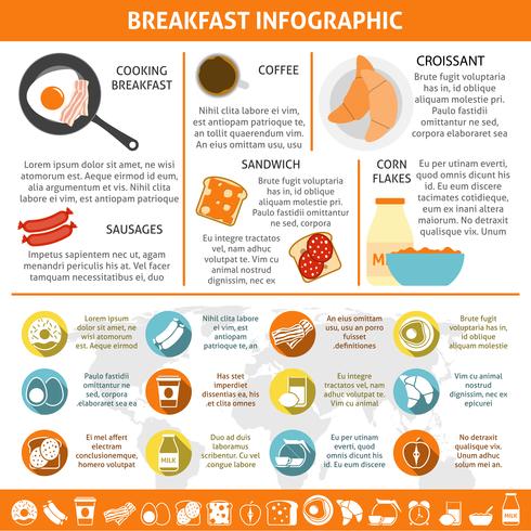 Frühstück flache Farbe Infographik vektor