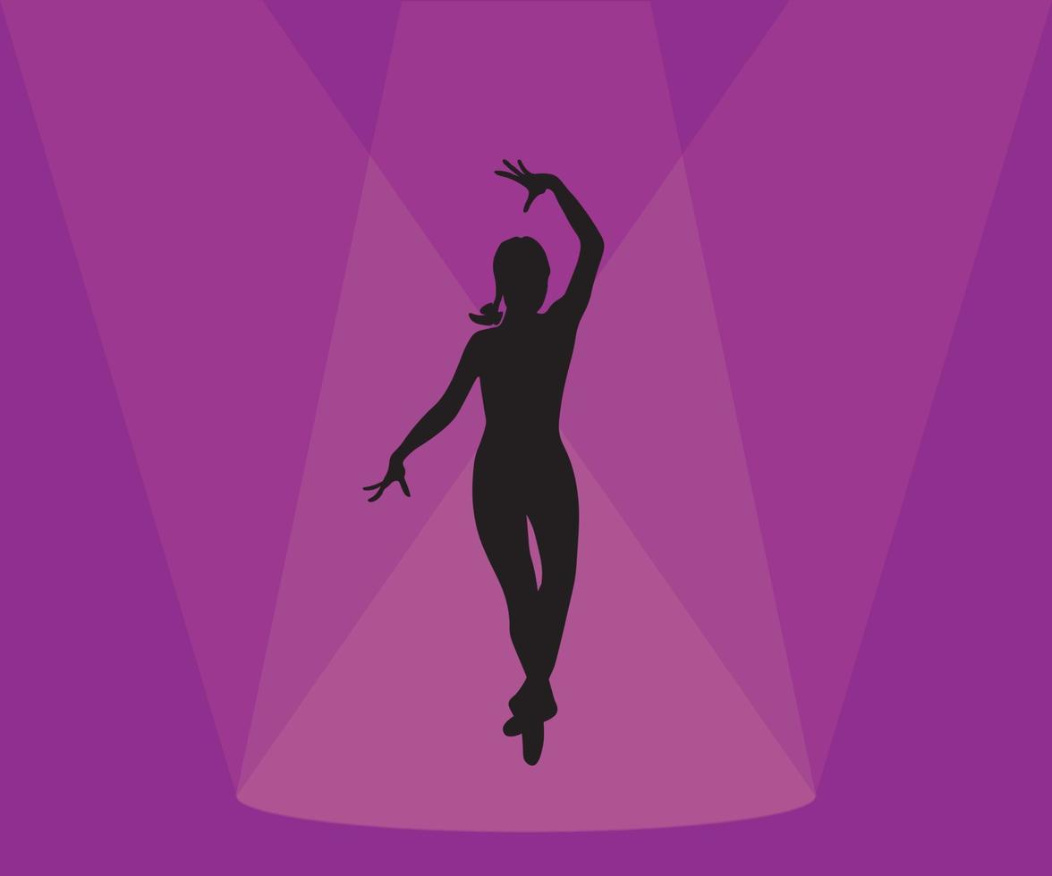 svart siluett av en tjej som dansar vektor