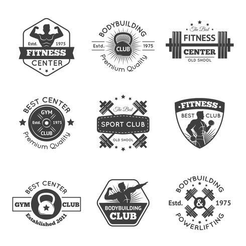 Fitness Gym Emblem Set vektor