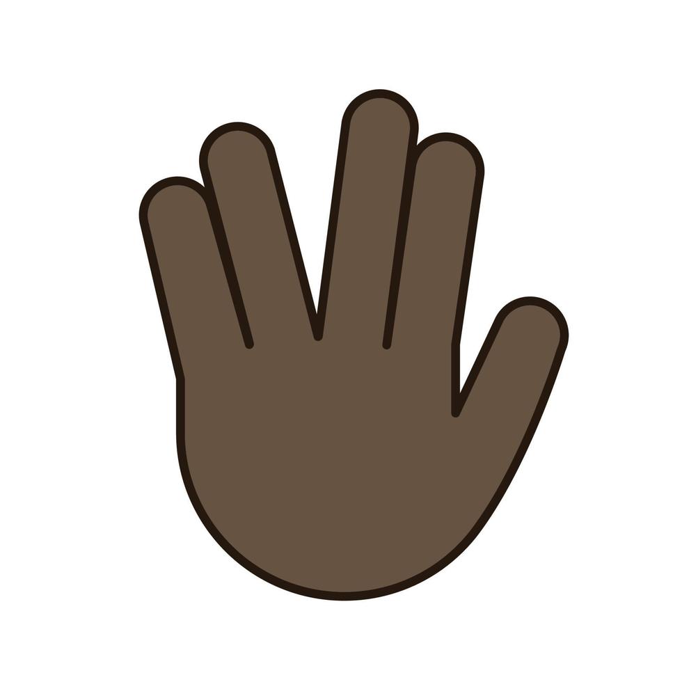 Vulkanischer Gruß Emoji-Farbsymbol. lebe lange und gedeihe Handgeste. erhobene Hand mit Teil zwischen Mittel- und Ringfinger. isolierte Vektorillustration vektor
