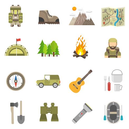 Tourismus Icons Flat Set vektor