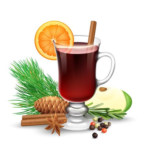 Roter Glühwein für Winter und Weihnachten vektor