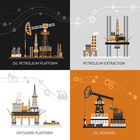 Öl-Petroleum-Plattform-Set vektor