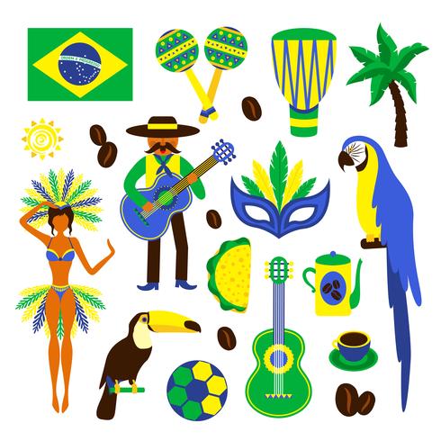 Brasilien dekorativer Satz vektor