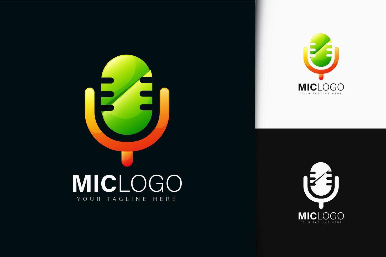 mic logotyp design med gradient vektor