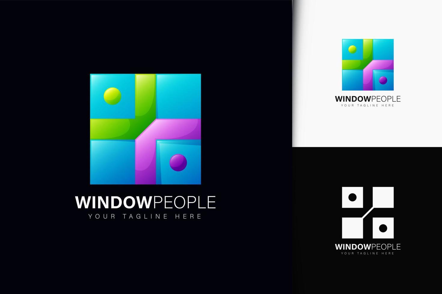 fönster människor logotyp design med gradient vektor