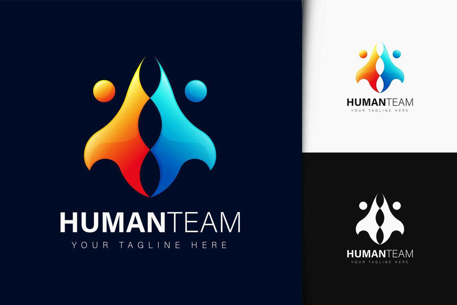 mänskligt team logotyp design med gradient vektor