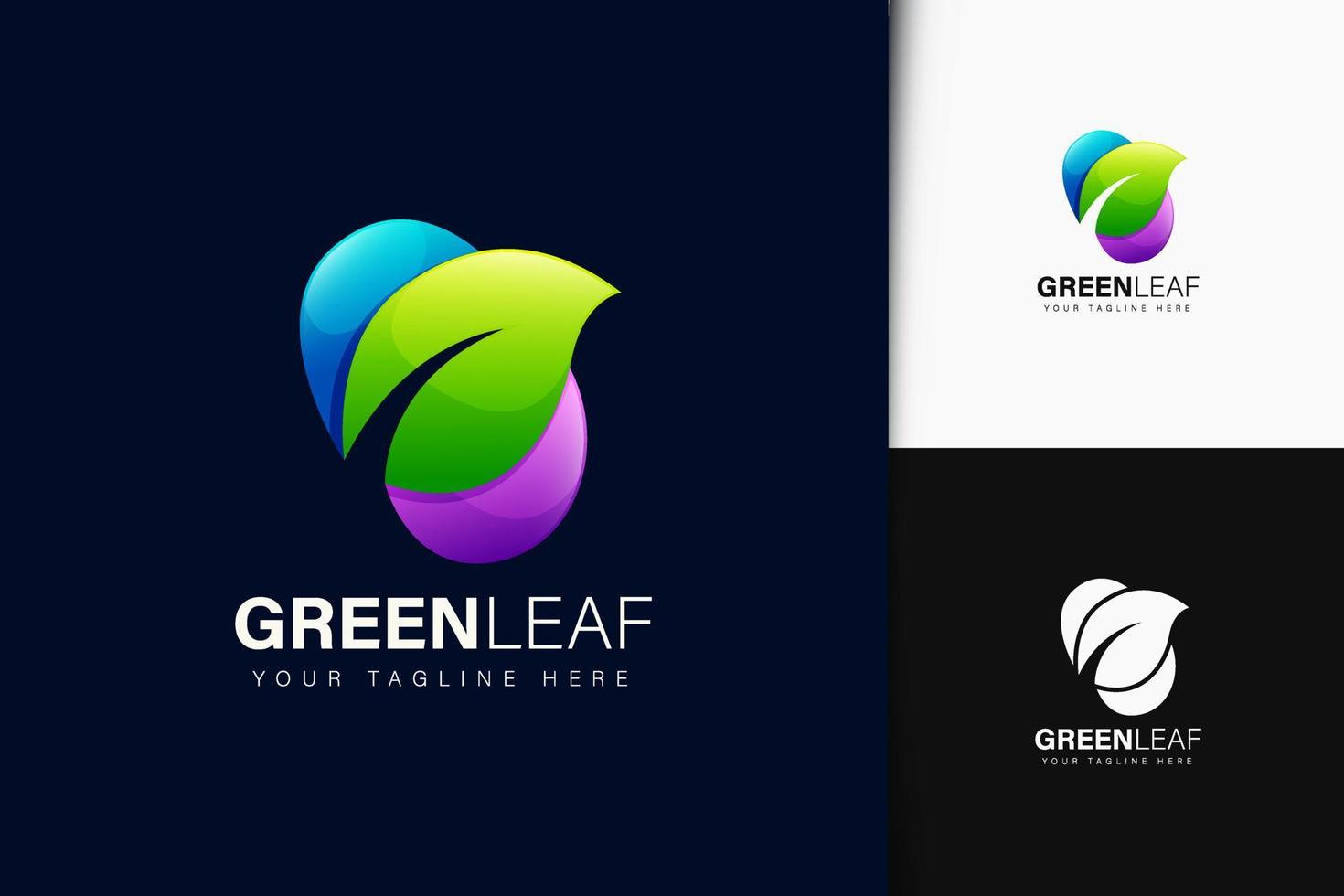 gröna blad logotyp design med gradient vektor