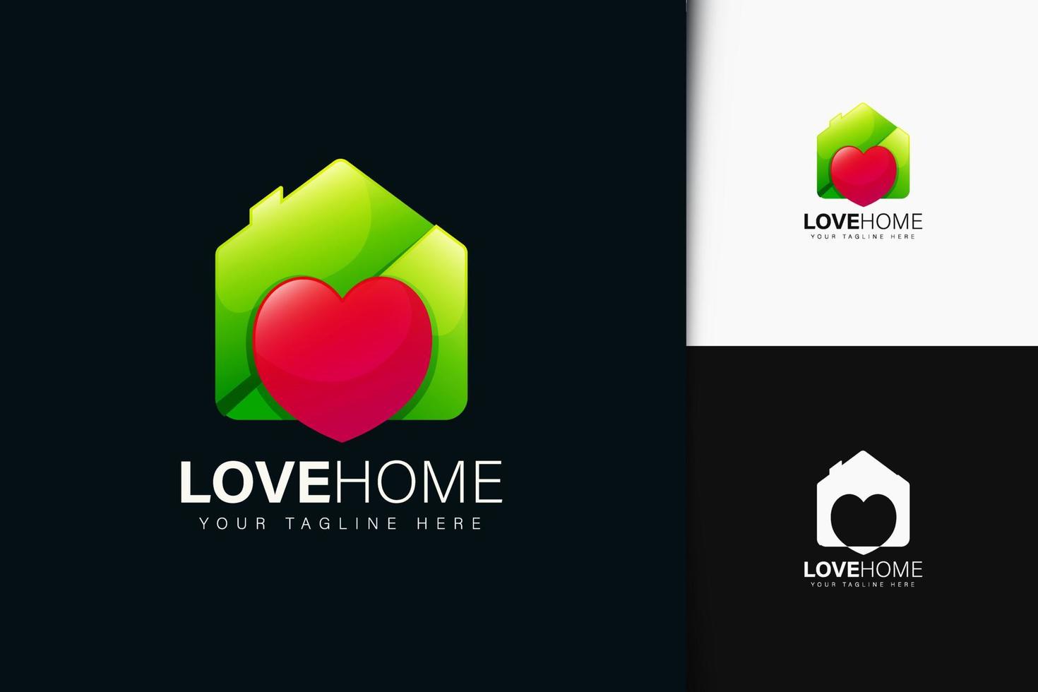 älskar hem logotyp design med gradient vektor