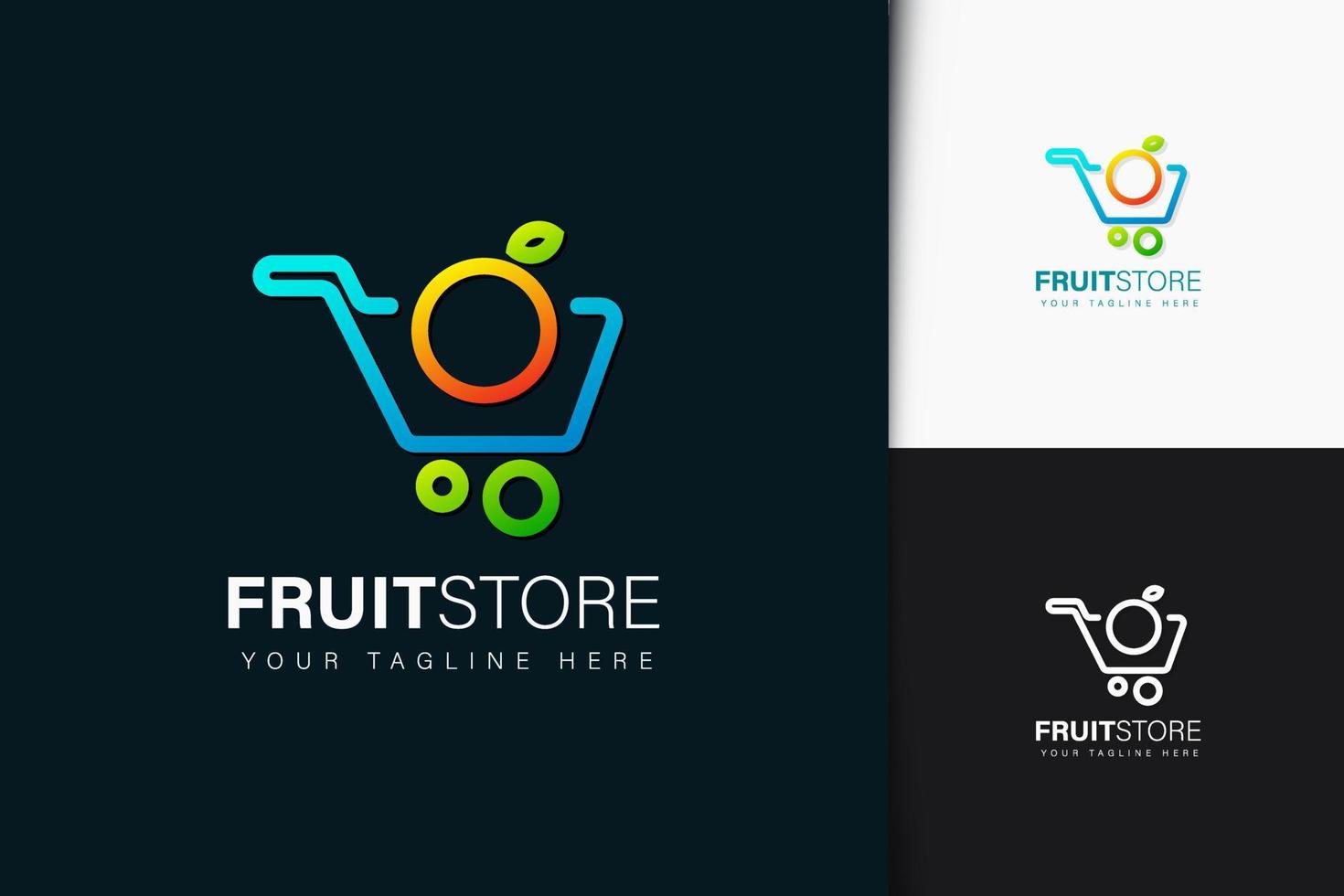 frukt butik logotyp design med gradient vektor