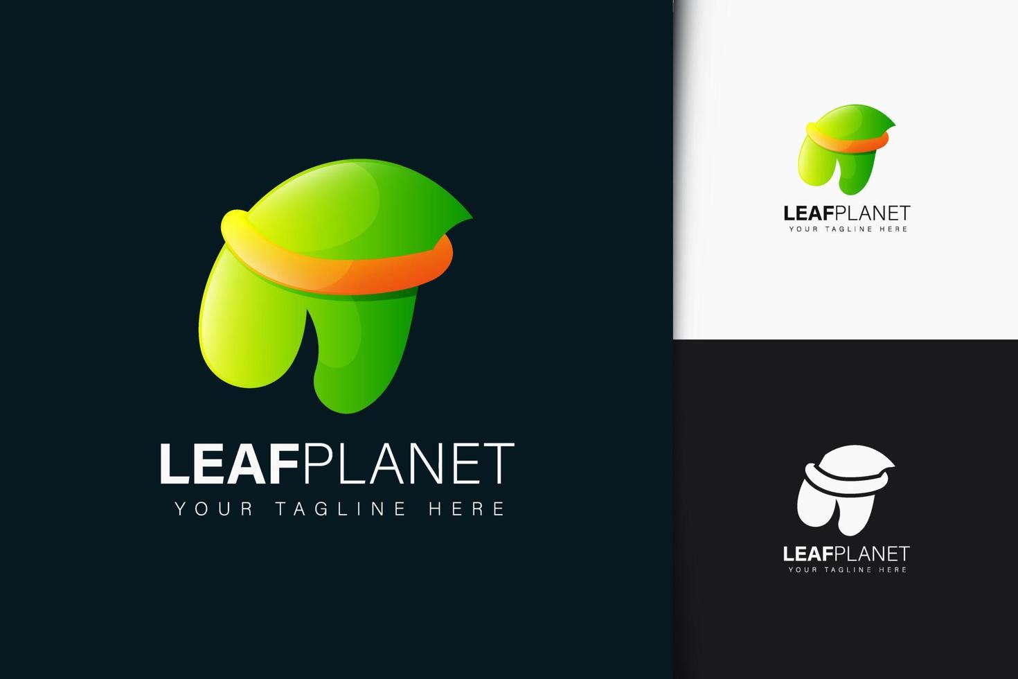 leaf planet logotyp design med gradient vektor