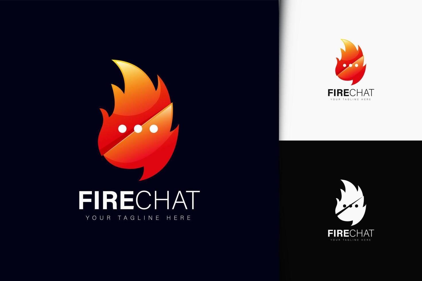 Feuer-Chat-Logo-Design mit Farbverlauf vektor