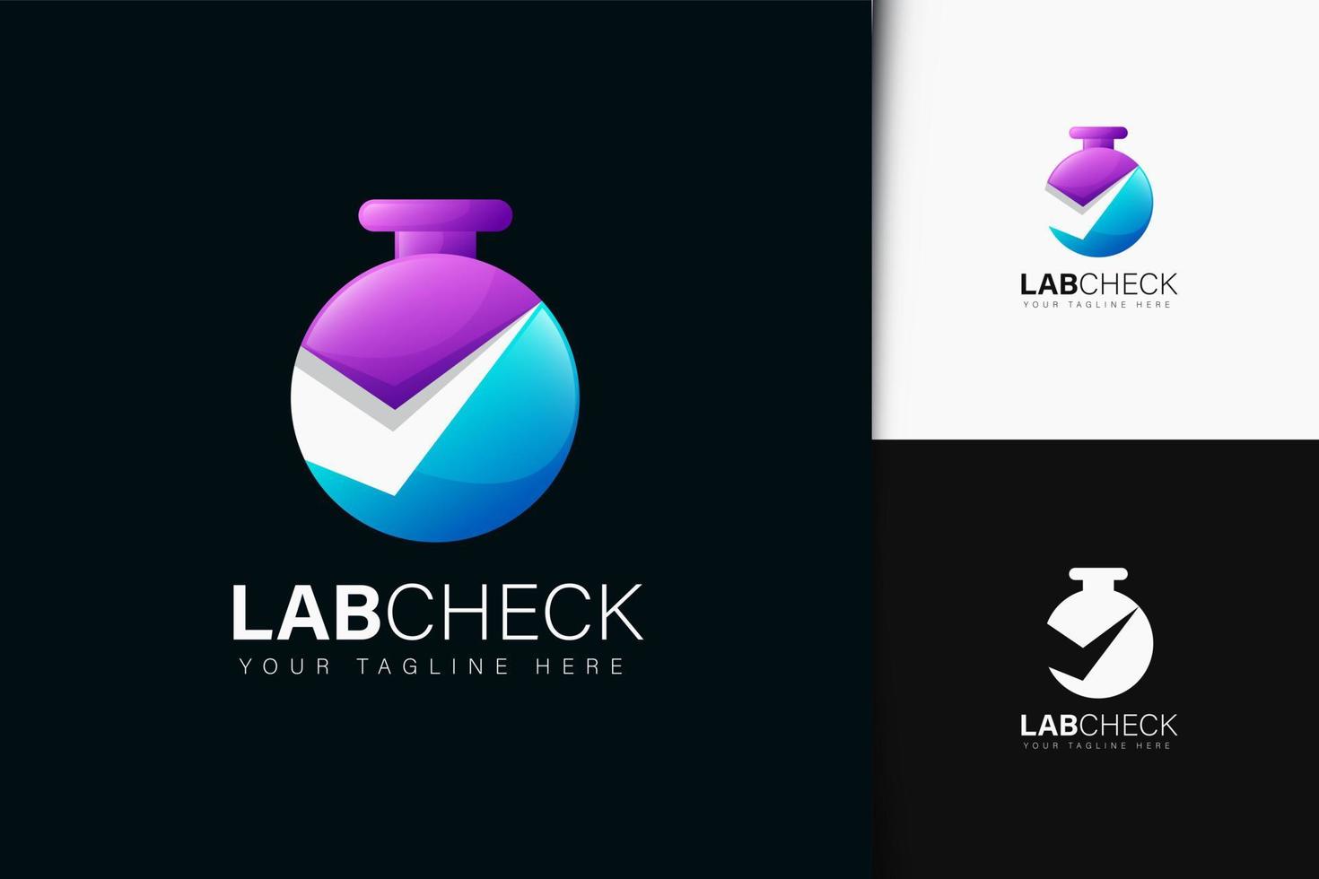 lab check logotyp design med gradient vektor