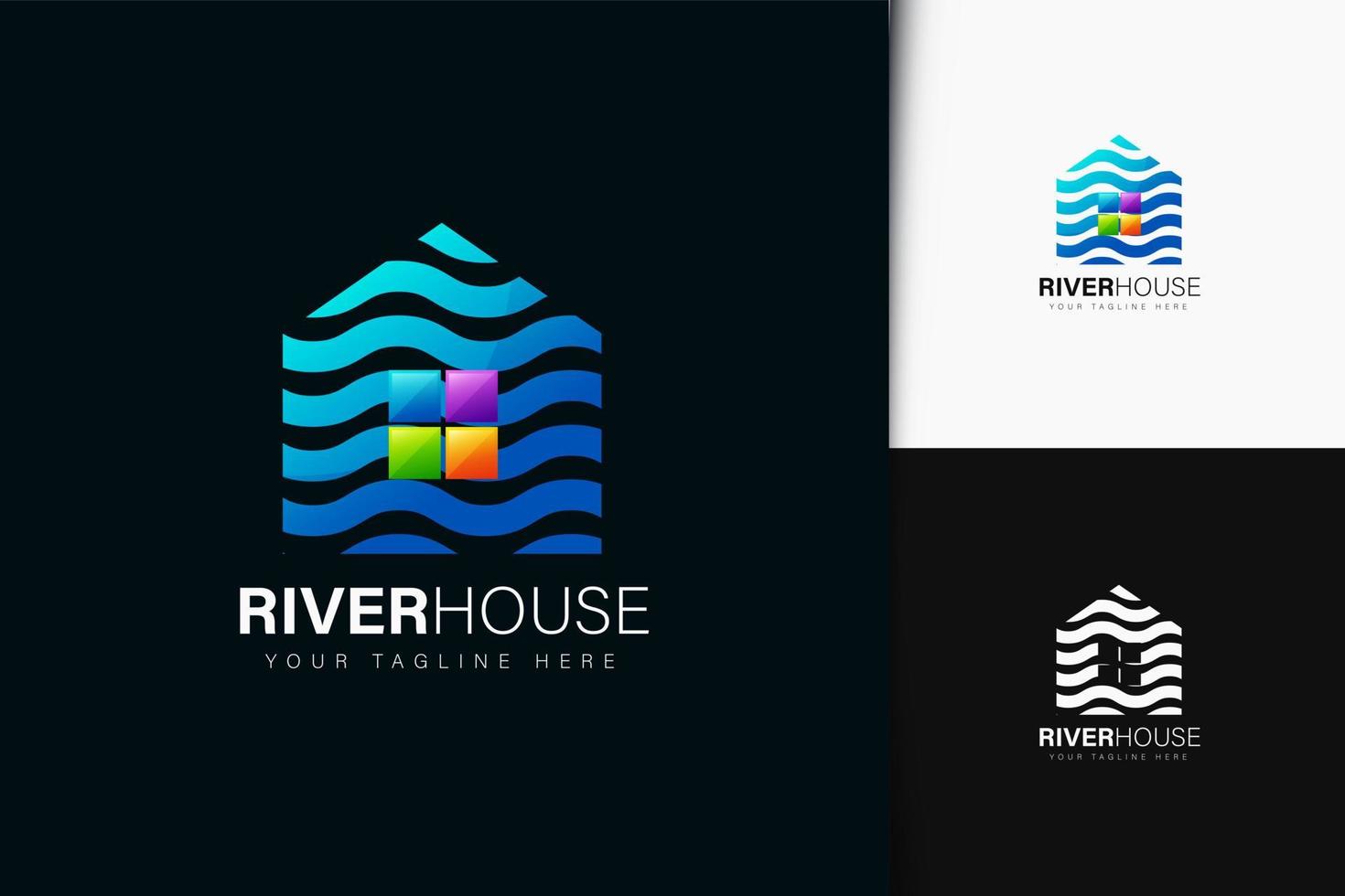 Flusshaus-Logo-Design mit Farbverlauf vektor