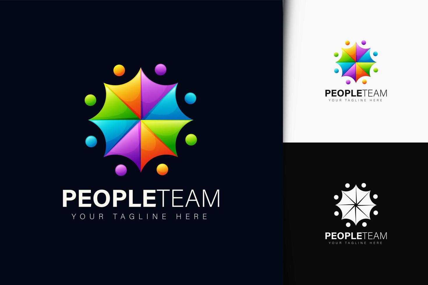 människor team logotyp design med gradient vektor