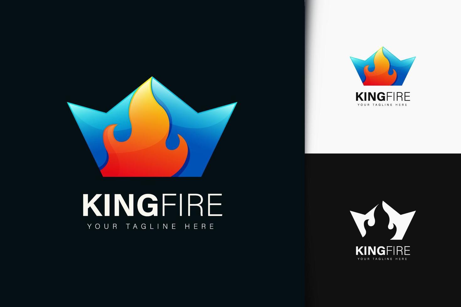 king fire logotyp design med gradient vektor