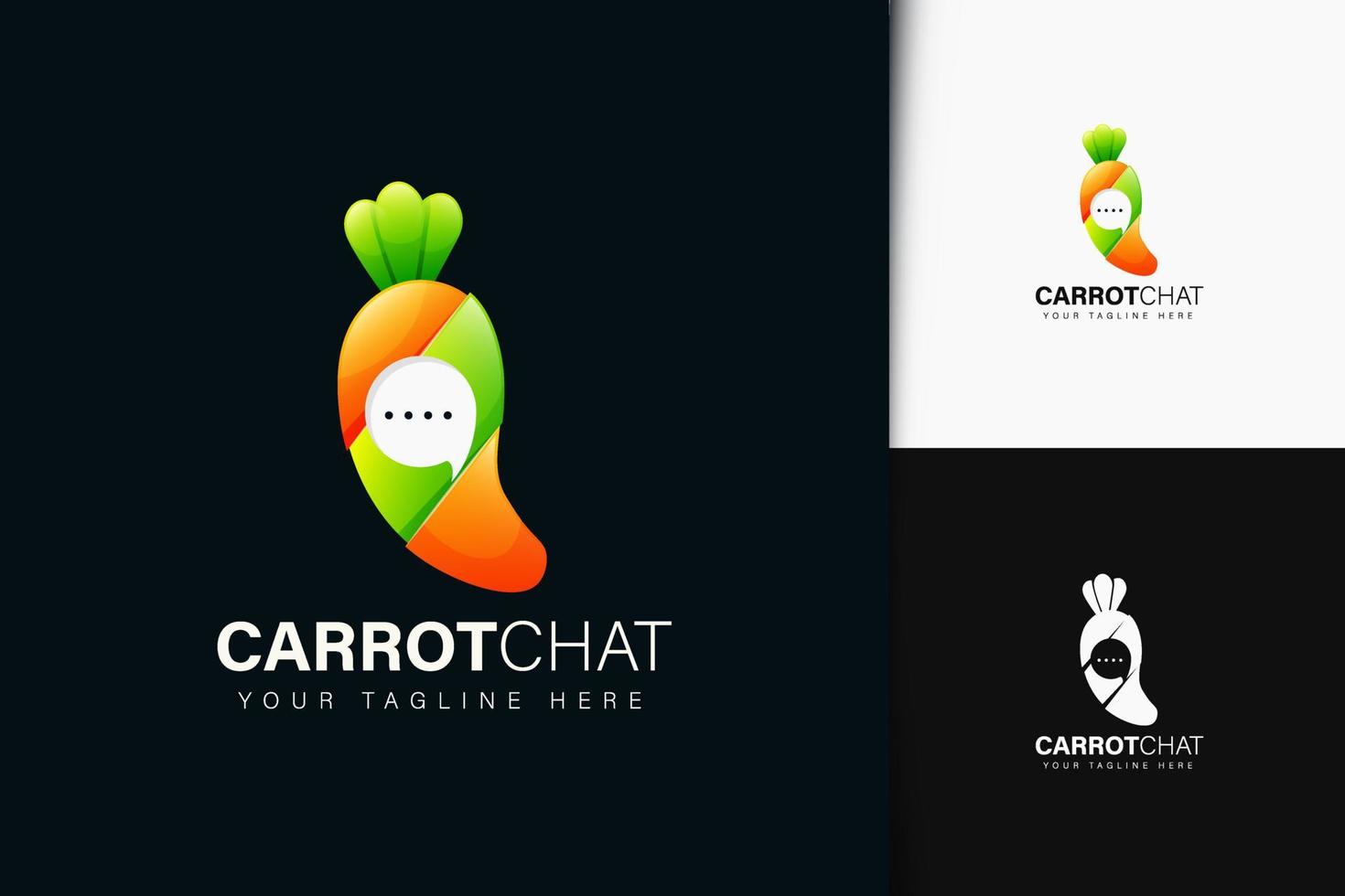 Karotten-Chat-Logo-Design mit Farbverlauf vektor