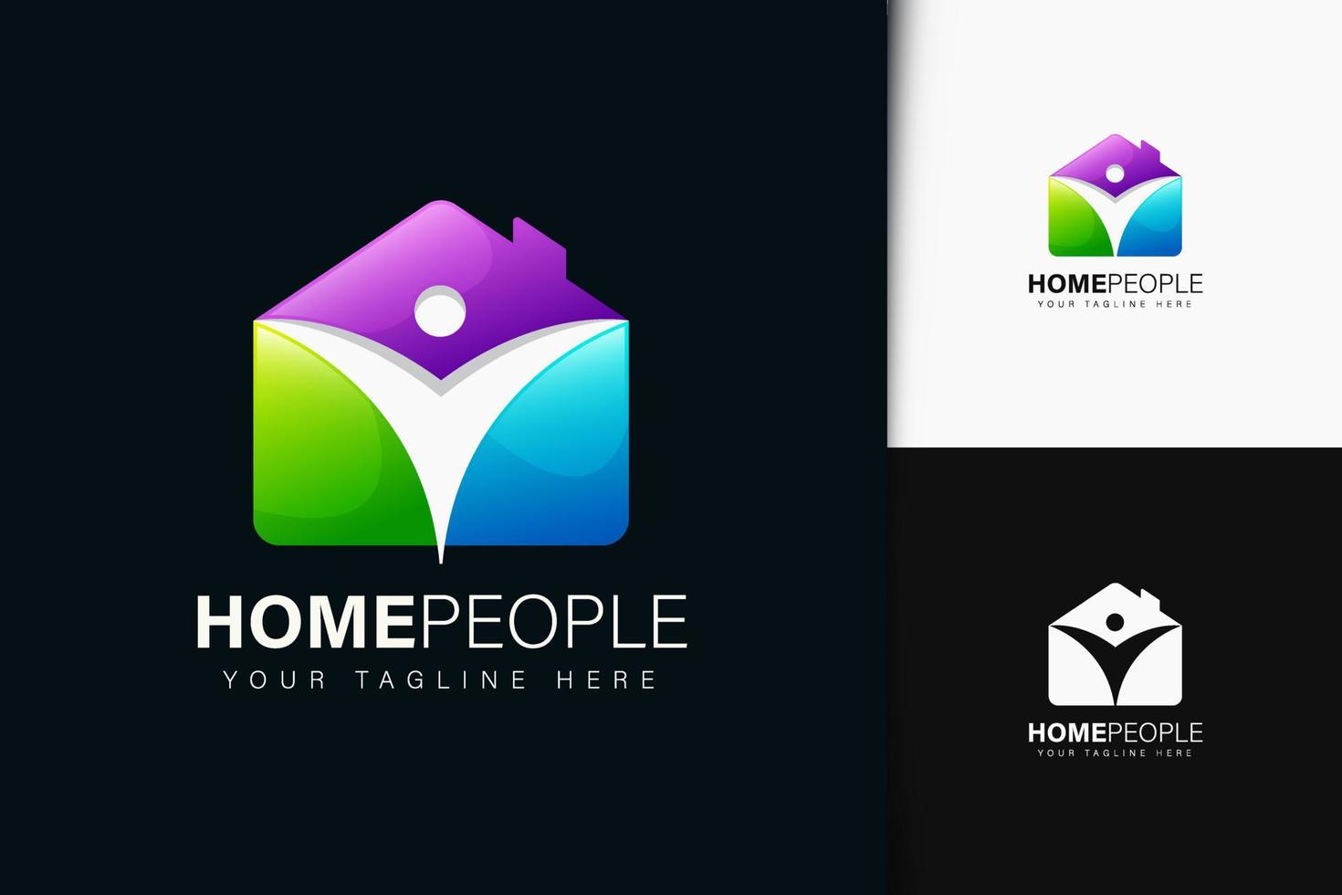 hem människor logotyp design med gradient vektor