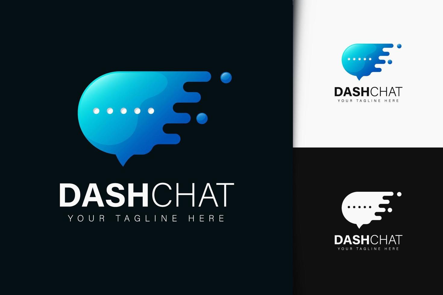 dash chat-logotypdesign med gradient vektor