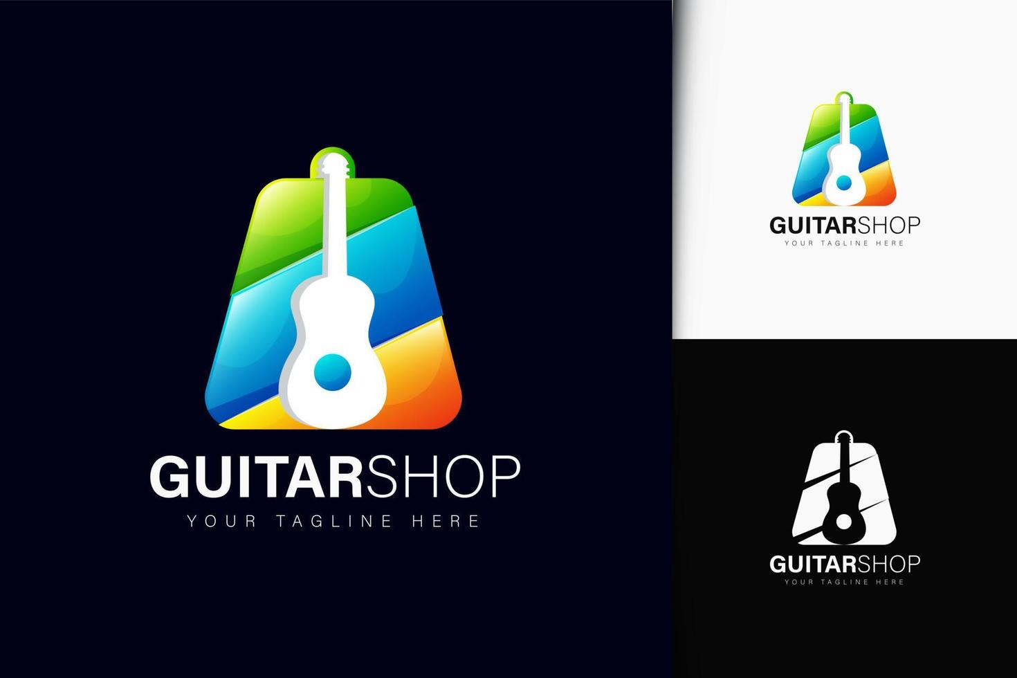 Gitarrenshop-Logo-Design mit Farbverlauf vektor