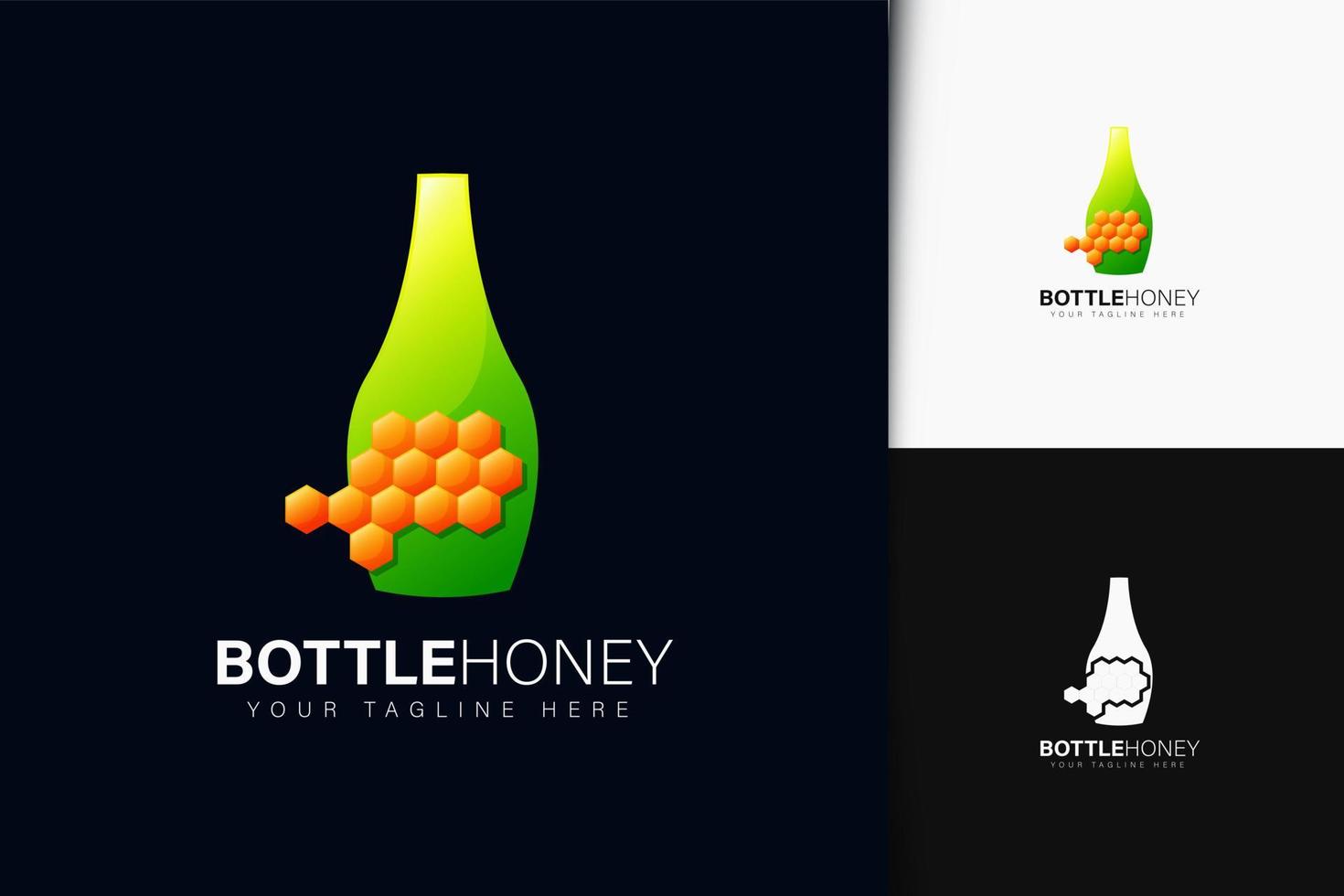 flaska honung logotyp design med gradient vektor