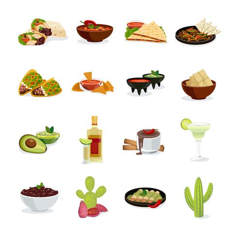 Mexican Food Flat Icons Set vektor