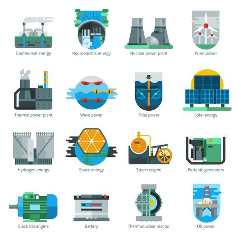 Energieerzeugung Icons vektor