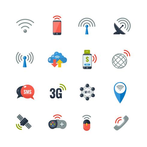 Trådlösa tekniker Flat Icons Set vektor