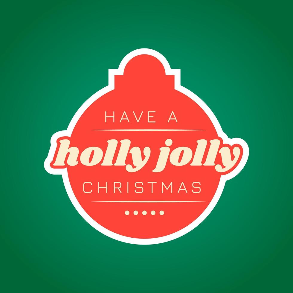 holly jolly jul röd och grön bakgrund qoute snöflinga nyår vektor