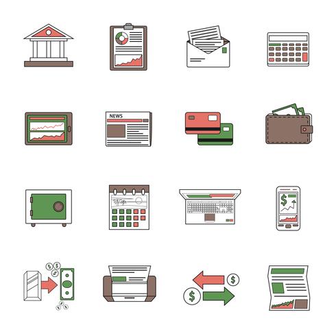 Bank Icons Gliederung vektor