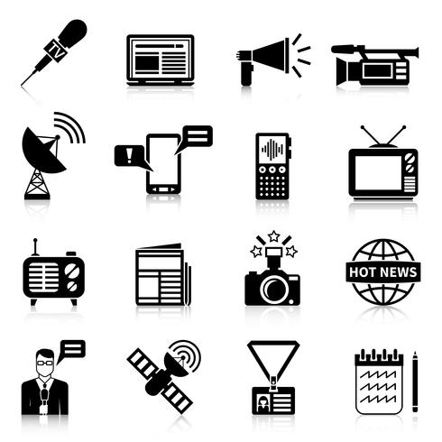 Media Black White Icons Set vektor