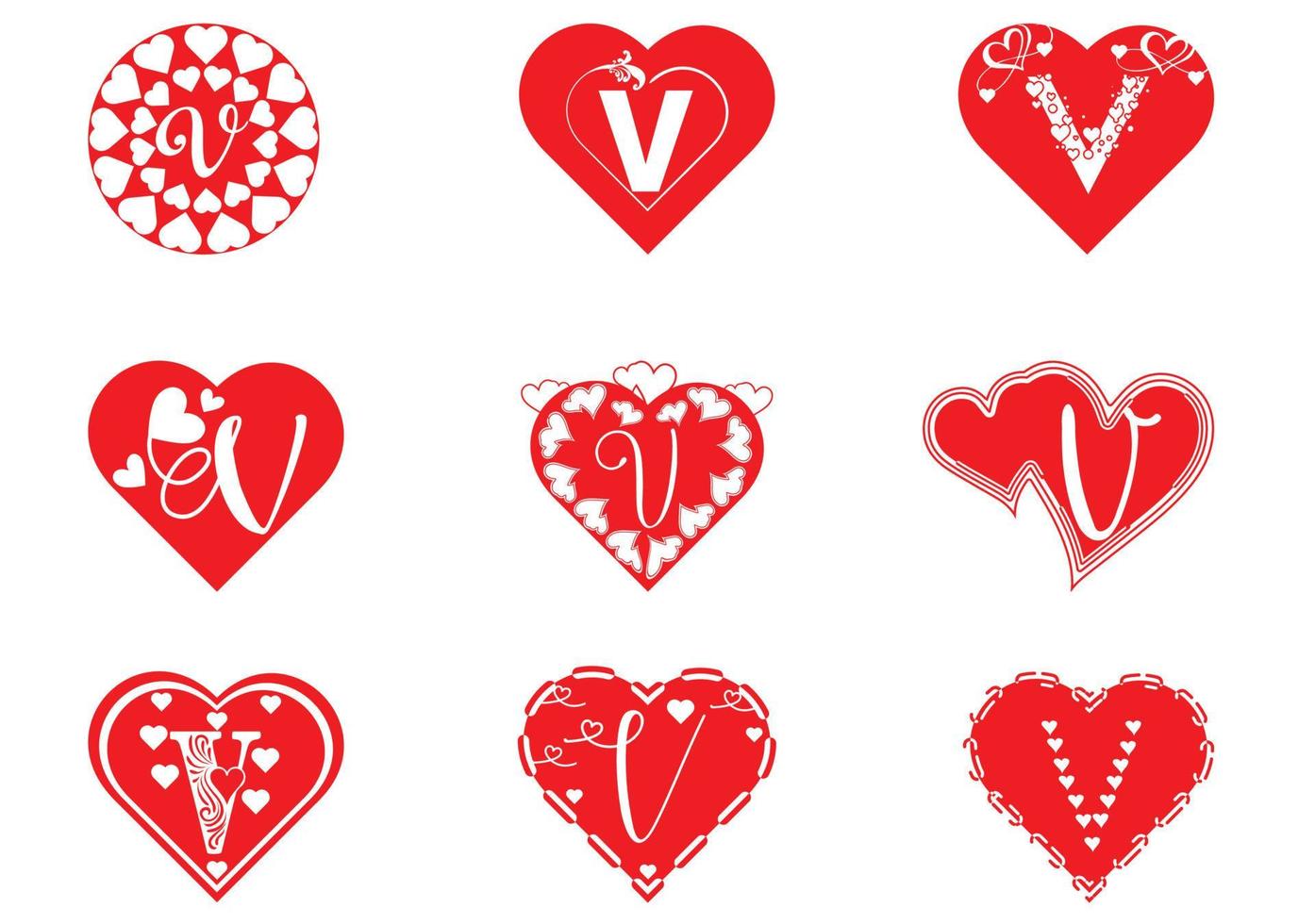 V-Brief-Logo mit Liebessymbol, Valentinstag-Design-Vorlage vektor