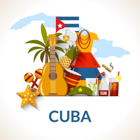 Kubanska National Symbols Sammansättning Poster Print vektor