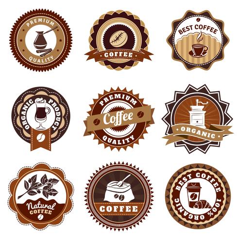Coffe Emblems Labels Set Braun vektor