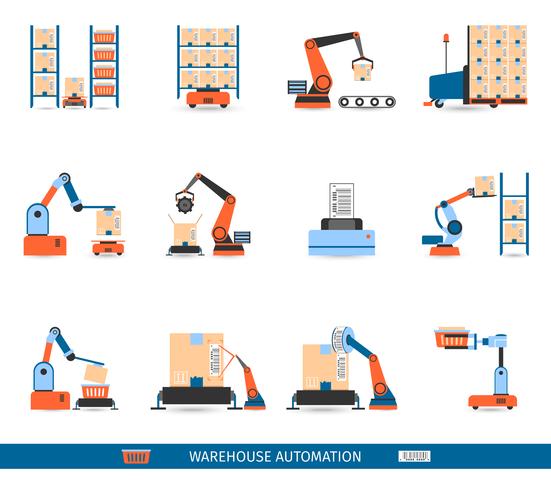 Lager Robots Ikoner Set vektor