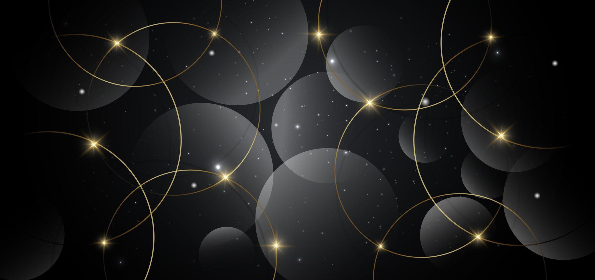 abstrakt guld cirklar linjer överlappande på mörk bakgrund. vektor