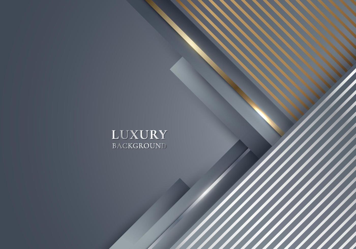 abstrakte graue Streifen Dreiecke Formen mit glänzenden goldenen und silbernen Linien auf grauem Hintergrund Vorlage Luxus-Stil vektor