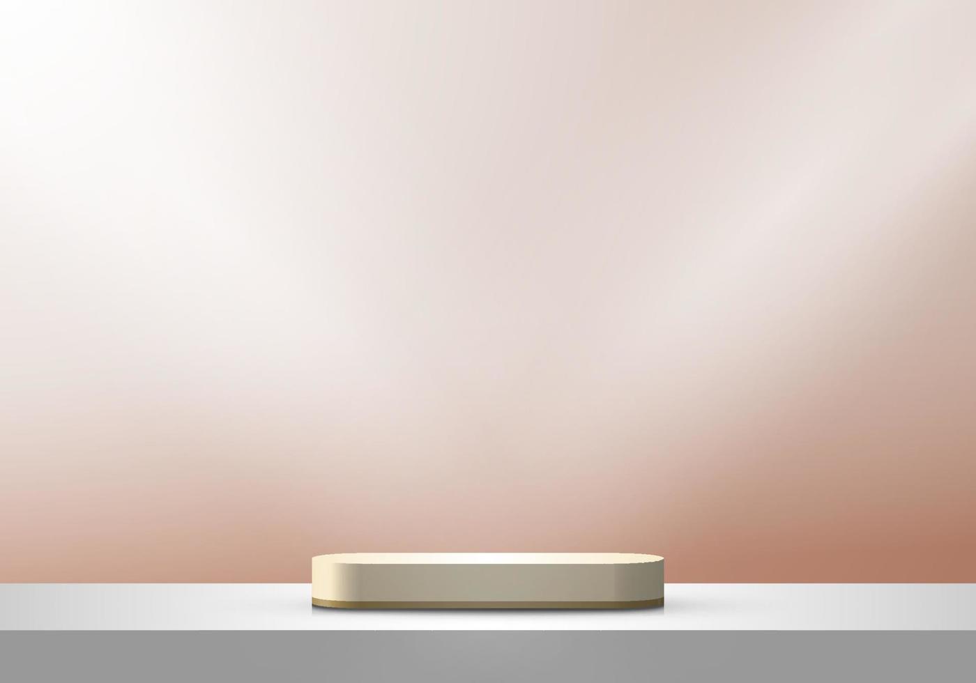 3d scen lager vit, brun och beige färg podium piedestal med belysning minimal scen vektor